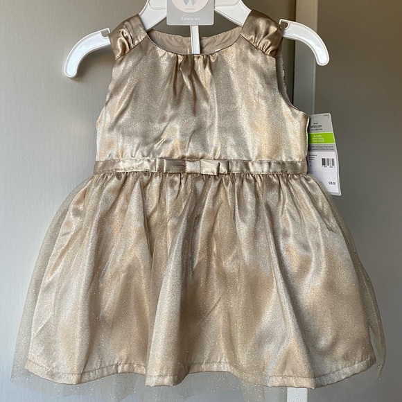 Carters Dress Size 3 Months NWT GOLD 2 Piece New Christmas Holidays Wedding - Picture 1 of 13